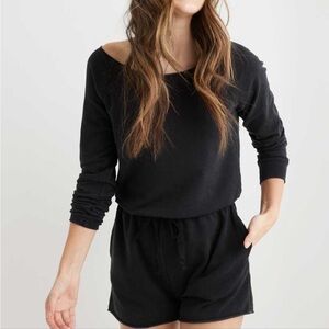 Aerie Terry Fleece Long Sleeve Lounge Sweat Romper